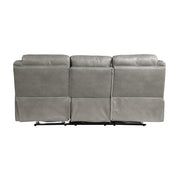 8206GRY-3 Double Reclining Sofa with Center Drop-Down Cup Holders, Receptacles, Hidden Drawer and USB Ports - 8206GRY-3