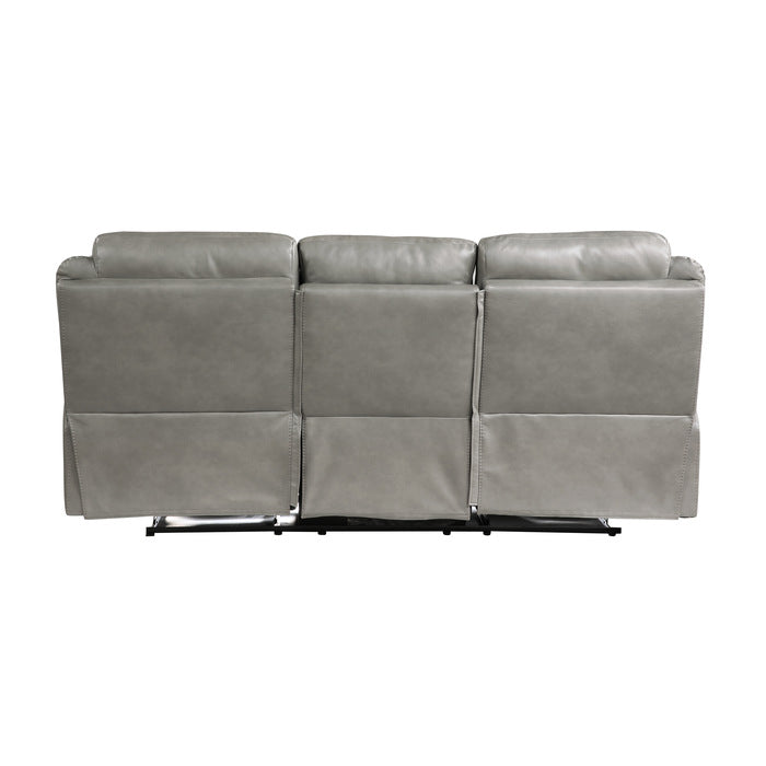 8206GRY-3 Double Reclining Sofa with Center Drop-Down Cup Holders, Receptacles, Hidden Drawer and USB Ports - 8206GRY-3