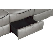 8206GRY-3 Double Reclining Sofa with Center Drop-Down Cup Holders, Receptacles, Hidden Drawer and USB Ports - 8206GRY-3