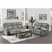 8206GRY-3 Double Reclining Sofa with Center Drop-Down Cup Holders, Receptacles, Hidden Drawer and USB Ports - 8206GRY-3