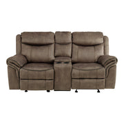 8206NF-2 Double Glider Reclining Love Seat with Center Console, Receptacles and USB Ports - 8206NF-2