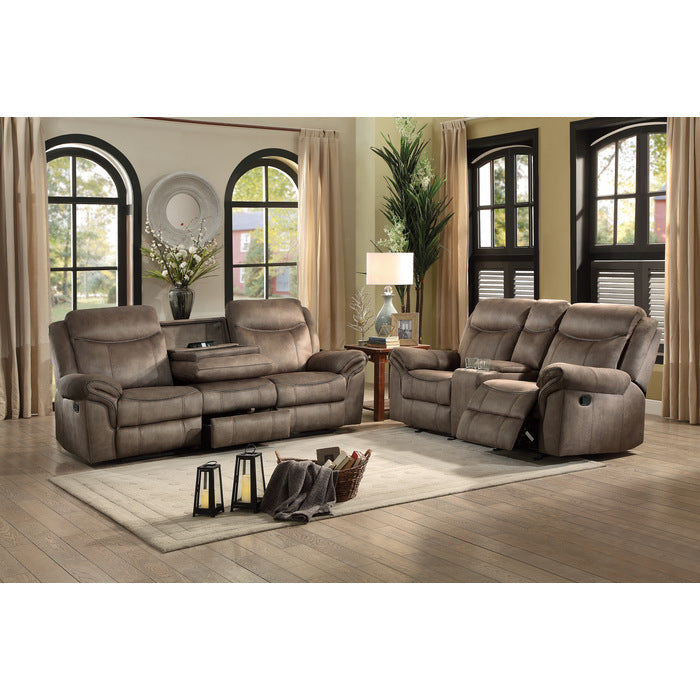 8206NF-3 Double Reclining Sofa with Center Drop-Down Cup Holders, Receptacles, Hidden Drawer and USB Ports - 8206NF-3