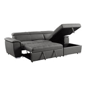 8228GY* (2)2-Piece Sectional with Adjustable Headrests, Pull-out Bed and Right Chaise with Hidden Storage - 8228GY*