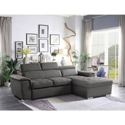 8228GY* (2)2-Piece Sectional with Adjustable Headrests, Pull-out Bed and Right Chaise with Hidden Storage - 8228GY*