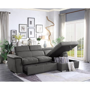 8228GY* (2)2-Piece Sectional with Adjustable Headrests, Pull-out Bed and Right Chaise with Hidden Storage - 8228GY*