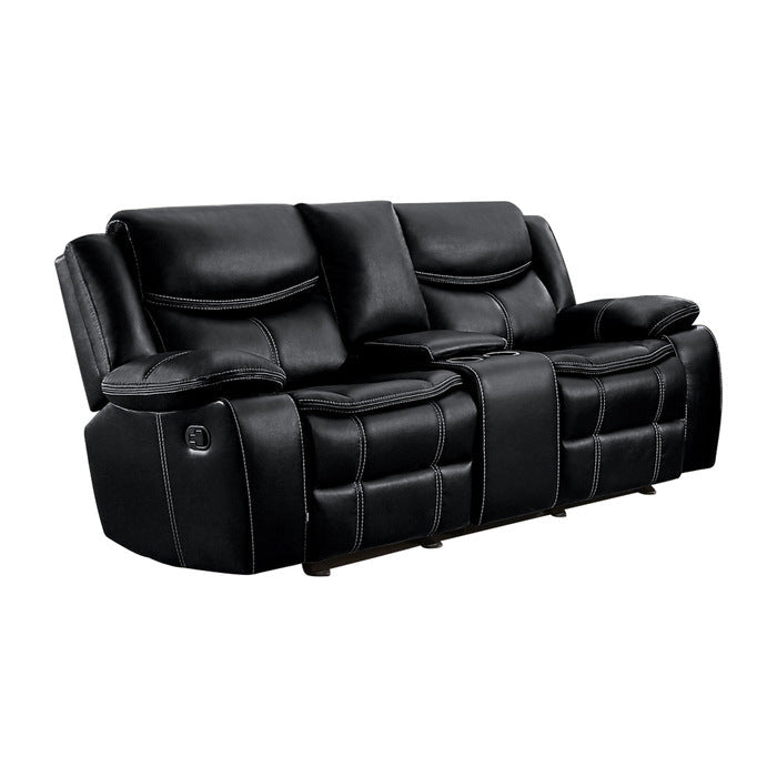 8230BLK-2 Double Glider Reclining Love Seat with Center Console - 8230BLK-2