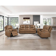 8301BRW-2PW Power Double Reclining Love Seat with Center Console, Hidden Arms Cup Holders, Charging Ports and Wireless Charger - 8301BRW-2PW