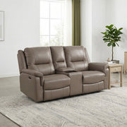8301DTP-2PW Power Double Reclining Love Seat with Center Console, Hidden Arms Cup Holders, Charging Ports and Wireless Charger - 8301DTP-2PW