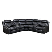 8315BLK*SCPW (3)3-Piece Power Reclining Sectional with Two Consoles, Speakers, Subwoofer, LED Lighting and  Charging Port - 8315BLK*SCPW