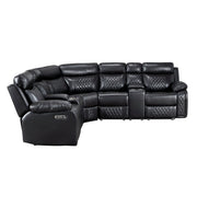 8315BLK*SCPW (3)3-Piece Power Reclining Sectional with Two Consoles, Speakers, Subwoofer, LED Lighting and  Charging Port - 8315BLK*SCPW