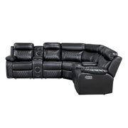 8315BLK*SCPW (3)3-Piece Power Reclining Sectional with Two Consoles, Speakers, Subwoofer, LED Lighting and  Charging Port - 8315BLK*SCPW