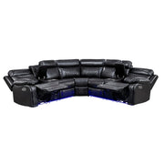 8315BLK*SCPW (3)3-Piece Power Reclining Sectional with Two Consoles, Speakers, Subwoofer, LED Lighting and  Charging Port - 8315BLK*SCPW