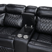 8315BLK*SCPW (3)3-Piece Power Reclining Sectional with Two Consoles, Speakers, Subwoofer, LED Lighting and  Charging Port - 8315BLK*SCPW