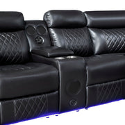 8315BLK*SCPW (3)3-Piece Power Reclining Sectional with Two Consoles, Speakers, Subwoofer, LED Lighting and  Charging Port - 8315BLK*SCPW