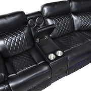 8315BLK*SCPW (3)3-Piece Power Reclining Sectional with Two Consoles, Speakers, Subwoofer, LED Lighting and  Charging Port - 8315BLK*SCPW