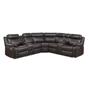 8315DBR*SCPW (3)3-Piece Power Reclining Sectional with Two Consoles, Speakers, Subwoofer, LED Lighting and  Charging Port - 8315DBR*SCPW
