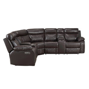 8315DBR*SCPW (3)3-Piece Power Reclining Sectional with Two Consoles, Speakers, Subwoofer, LED Lighting and  Charging Port - 8315DBR*SCPW