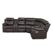 8315DBR*SCPW (3)3-Piece Power Reclining Sectional with Two Consoles, Speakers, Subwoofer, LED Lighting and  Charging Port - 8315DBR*SCPW