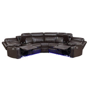 8315DBR*SCPW (3)3-Piece Power Reclining Sectional with Two Consoles, Speakers, Subwoofer, LED Lighting and  Charging Port - 8315DBR*SCPW