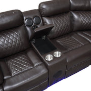 8315DBR*SCPW (3)3-Piece Power Reclining Sectional with Two Consoles, Speakers, Subwoofer, LED Lighting and  Charging Port - 8315DBR*SCPW