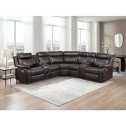 8315DBR*SCPW (3)3-Piece Power Reclining Sectional with Two Consoles, Speakers, Subwoofer, LED Lighting and  Charging Port - 8315DBR*SCPW