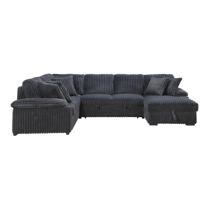 8317DGY*33LRC (3)3-Piece Sectional with Pull-out Bed, Right Side Chaise and Hidden Storage - 8317DGY*33LRC