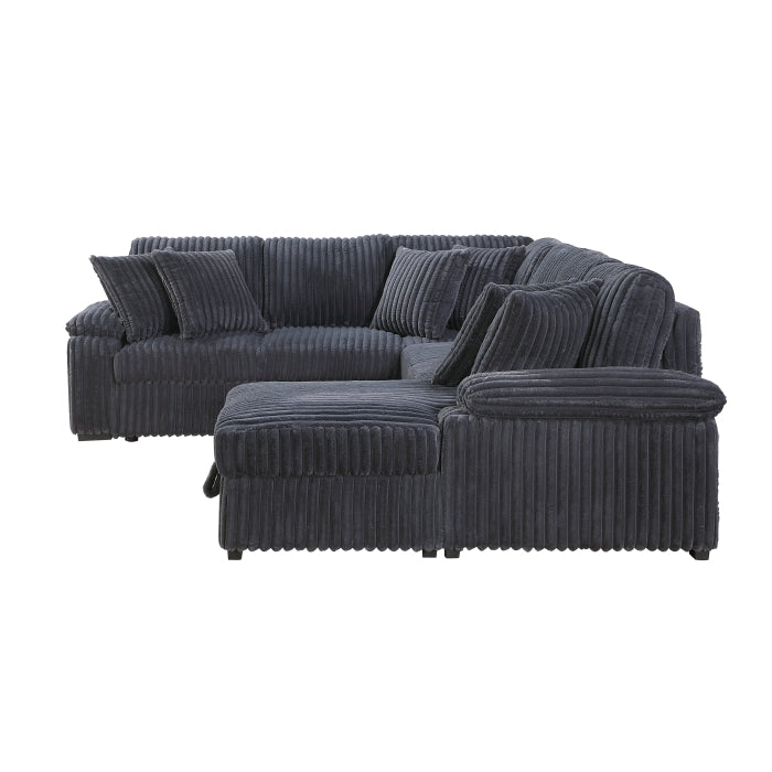 8317DGY*33LRC (3)3-Piece Sectional with Pull-out Bed, Right Side Chaise and Hidden Storage - 8317DGY*33LRC