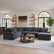 8317DGY*33LRC (3)3-Piece Sectional with Pull-out Bed, Right Side Chaise and Hidden Storage - 8317DGY*33LRC