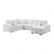8317WHT*33LRC (3)3-Piece Sectional with Pull-out Bed, Right Side Chaise and Hidden Storage - 8317WHT*33LRC
