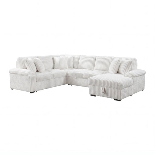 8317WHT*33LRC (3)3-Piece Sectional with Pull-out Bed, Right Side Chaise and Hidden Storage - 8317WHT*33LRC