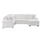 8317WHT*33LRC (3)3-Piece Sectional with Pull-out Bed, Right Side Chaise and Hidden Storage - 8317WHT*33LRC