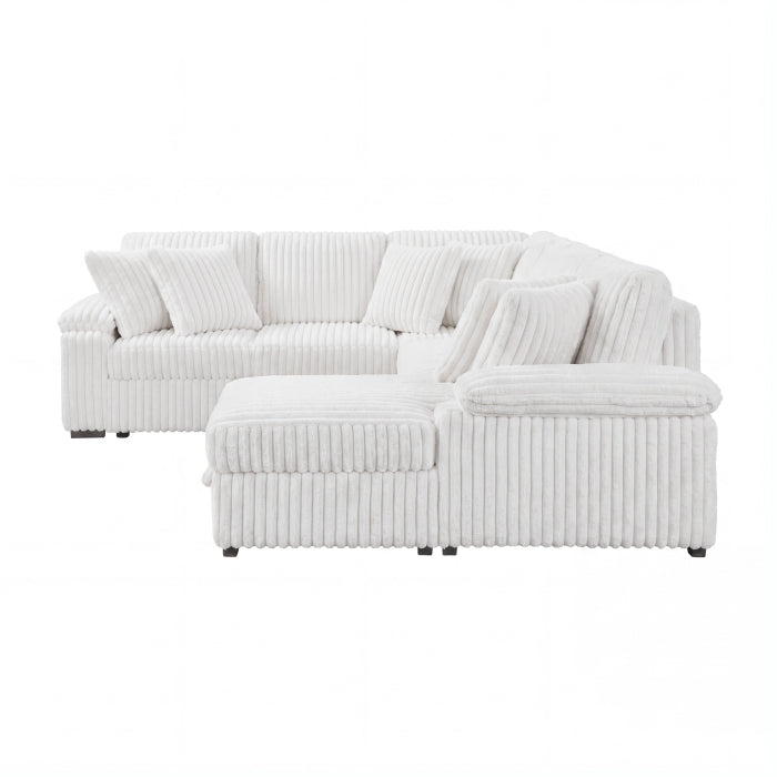 8317WHT*33LRC (3)3-Piece Sectional with Pull-out Bed, Right Side Chaise and Hidden Storage - 8317WHT*33LRC