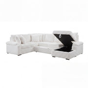 8317WHT*33LRC (3)3-Piece Sectional with Pull-out Bed, Right Side Chaise and Hidden Storage - 8317WHT*33LRC