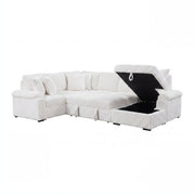 8317WHT*33LRC (3)3-Piece Sectional with Pull-out Bed, Right Side Chaise and Hidden Storage - 8317WHT*33LRC