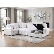 8317WHT*33LRC (3)3-Piece Sectional with Pull-out Bed, Right Side Chaise and Hidden Storage - 8317WHT*33LRC