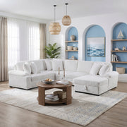 8317WHT*33LRC (3)3-Piece Sectional with Pull-out Bed, Right Side Chaise and Hidden Storage - 8317WHT*33LRC