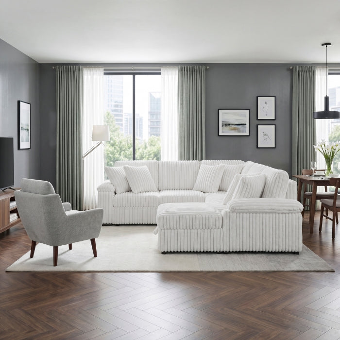 8317WHT*33LRC (3)3-Piece Sectional with Pull-out Bed, Right Side Chaise and Hidden Storage - 8317WHT*33LRC