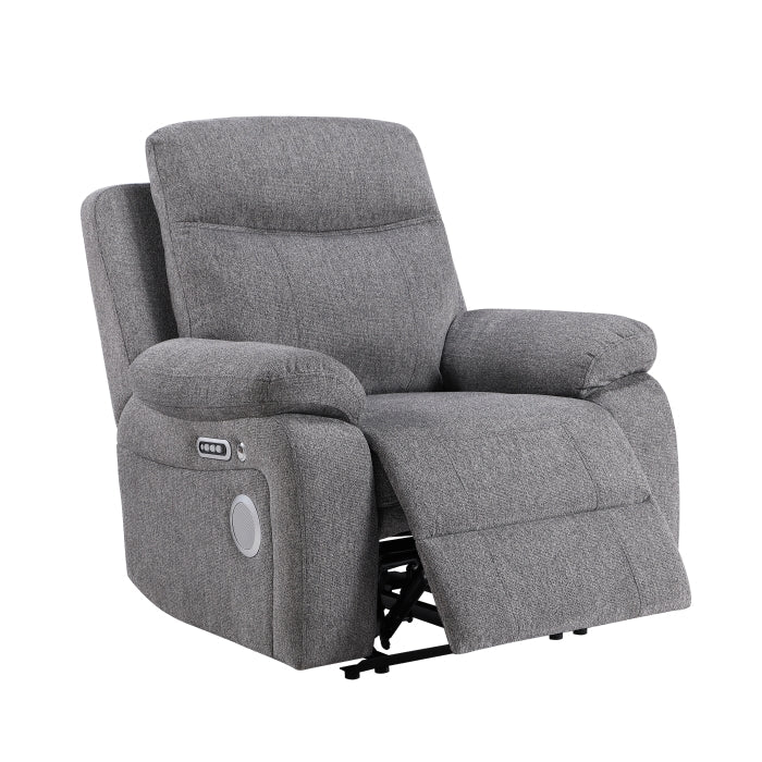 8340GRY-1PWHB Power Reclining Chair with Power Headrest, Power Lumbar Support, Bluetooth Speakers and Charging Ports - 8340GRY-1PWHB
