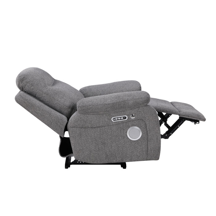 8340GRY-1PWHB Power Reclining Chair with Power Headrest, Power Lumbar Support, Bluetooth Speakers and Charging Ports - 8340GRY-1PWHB