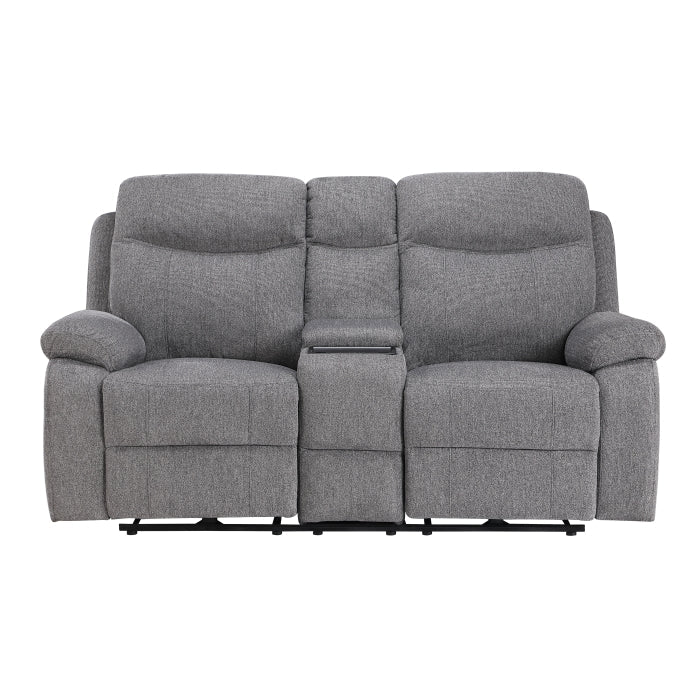 8340GRY-2PWHB Power Double Reclining Love Seat with Center Console, Power Headrests, Power Lumbar Support, Wireless Charger, Hidden Cup Holders, Bluetooth Speakers and Charging Ports - 8340GRY-2PWHB