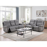 8340GRY-2PWHB Power Double Reclining Love Seat with Center Console, Power Headrests, Power Lumbar Support, Wireless Charger, Hidden Cup Holders, Bluetooth Speakers and Charging Ports - 8340GRY-2PWHB