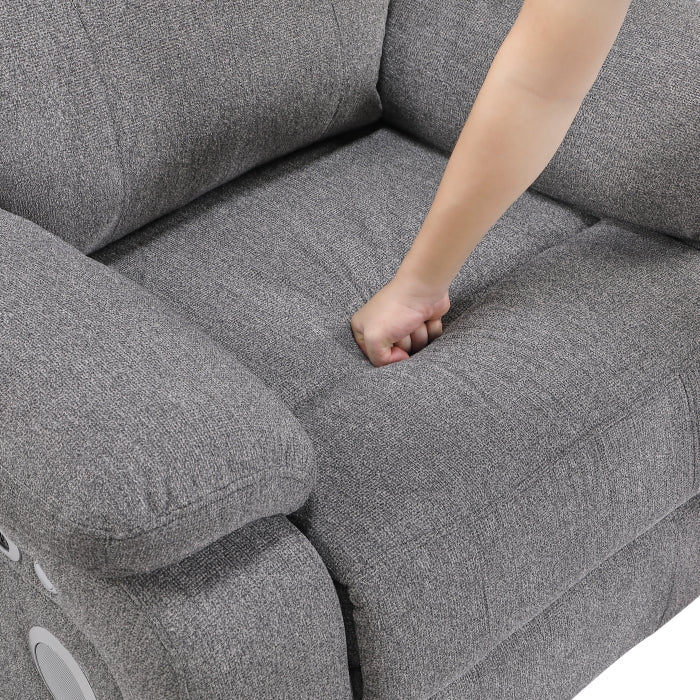 8340GRY-2PWHB Power Double Reclining Love Seat with Center Console, Power Headrests, Power Lumbar Support, Wireless Charger, Hidden Cup Holders, Bluetooth Speakers and Charging Ports - 8340GRY-2PWHB