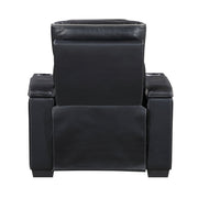 8344BLK-1PWHM Power Reclining Chair with Power Headrest, Cup holder, Storage Arms(Top and Side), Air Massage, Heat, LED Lighting and Charging Ports - 8344BLK-1PWHM