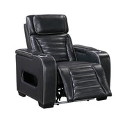 8344BLK-1PWHM Power Reclining Chair with Power Headrest, Cup holder, Storage Arms(Top and Side), Air Massage, Heat, LED Lighting and Charging Ports - 8344BLK-1PWHM