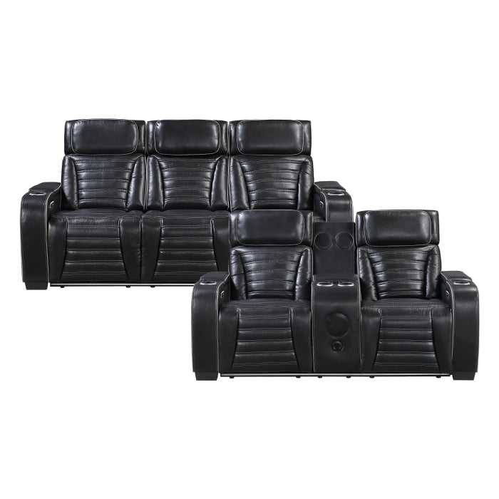 8344BLK*2PWHM 2pc Set: Sofa, Love (Power) - 8344BLK*2PWHM