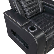 8344BLK-2PWHM Power Double Reclining Love Seat with Center Console, Power Headrests, Storage Arms(Top and Side) ,Cup Holders, Wireless Speakers with Sub-Woofer, Air Massage, Heat, LED Lighting and Charging Ports - 8344BLK-2PWHM
