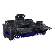8344BLK-3PWHM Power Double Reclining Sofa with Center Drop-Down Cup Holders, Power Headrests,  Storage Arms(Top and Side) ,Cup holders, Reading Lights, Wireless Charger, Air Massage, Heat,  LED Lighting and Charging Ports - 8344BLK-3PWHM