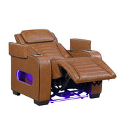 8344BRW-1PWHM Power Reclining Chair with Power Headrest, Cup holder, Storage Arms(Top and Side), Air Massage, Heat, LED Lighting and Charging Ports - 8344BRW-1PWHM