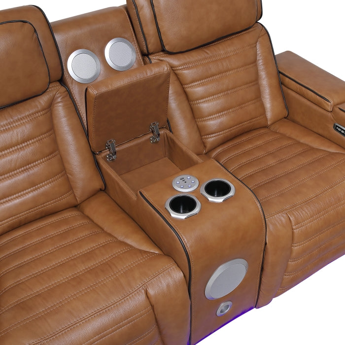 8344BRW*2PWHM 2pc Set: Sofa, Love (Power) - 8344BRW*2PWHM