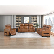 8344BRW-2PWHM Power Double Reclining Love Seat with Center Console, Power Headrests, Storage Arms(Top and Side) ,Cup Holders, Wireless Speakers with Sub-Woofer, Air Massage, Heat, LED Lighting and Charging Ports - 8344BRW-2PWHM